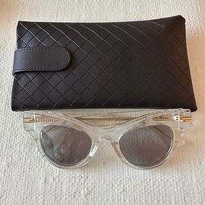 Bottega Veneta Cat Eye Sunglasses BV1004S 002 Crystal/Grey
